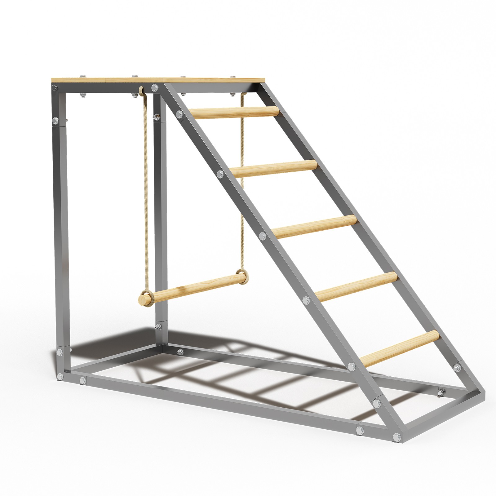 Chicken Perch for Coop 4-Tier Metal Frame Roost with Swing Ladder and Food Box