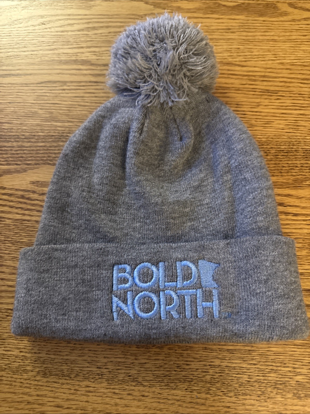 The Bold North Minnesota Grey Knit Pom Beanie Hat Winter Ski