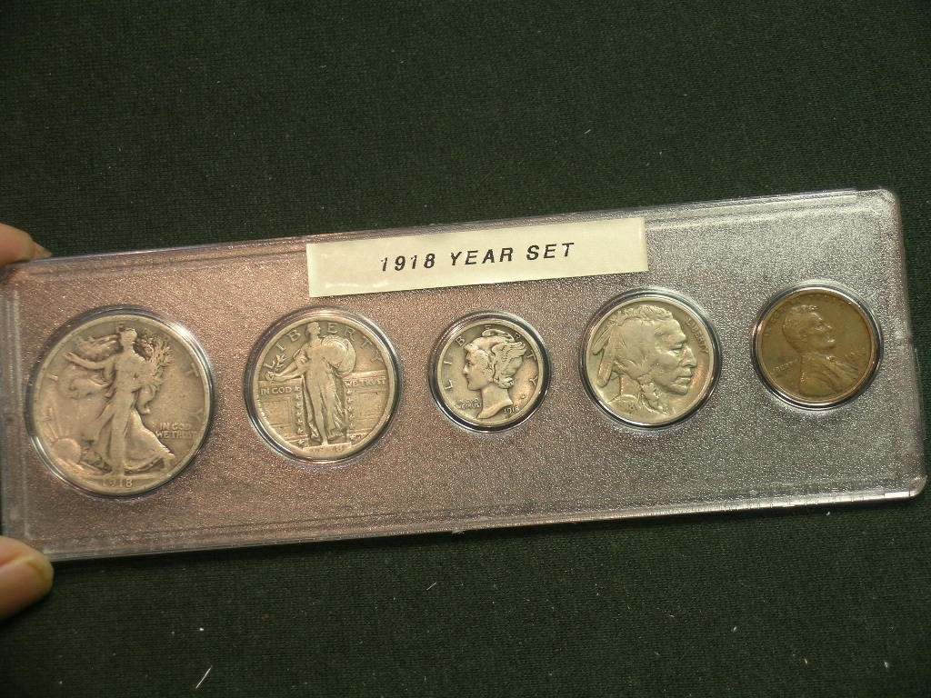 1918 Nice Circulated Year Set    -   Vintage 5-Coin Set