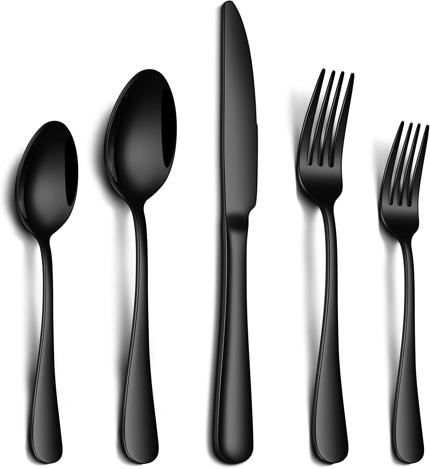 20 Piece Black Silverware Set, Stainless Steel Flatware Set for 4 Food Grade Cut
