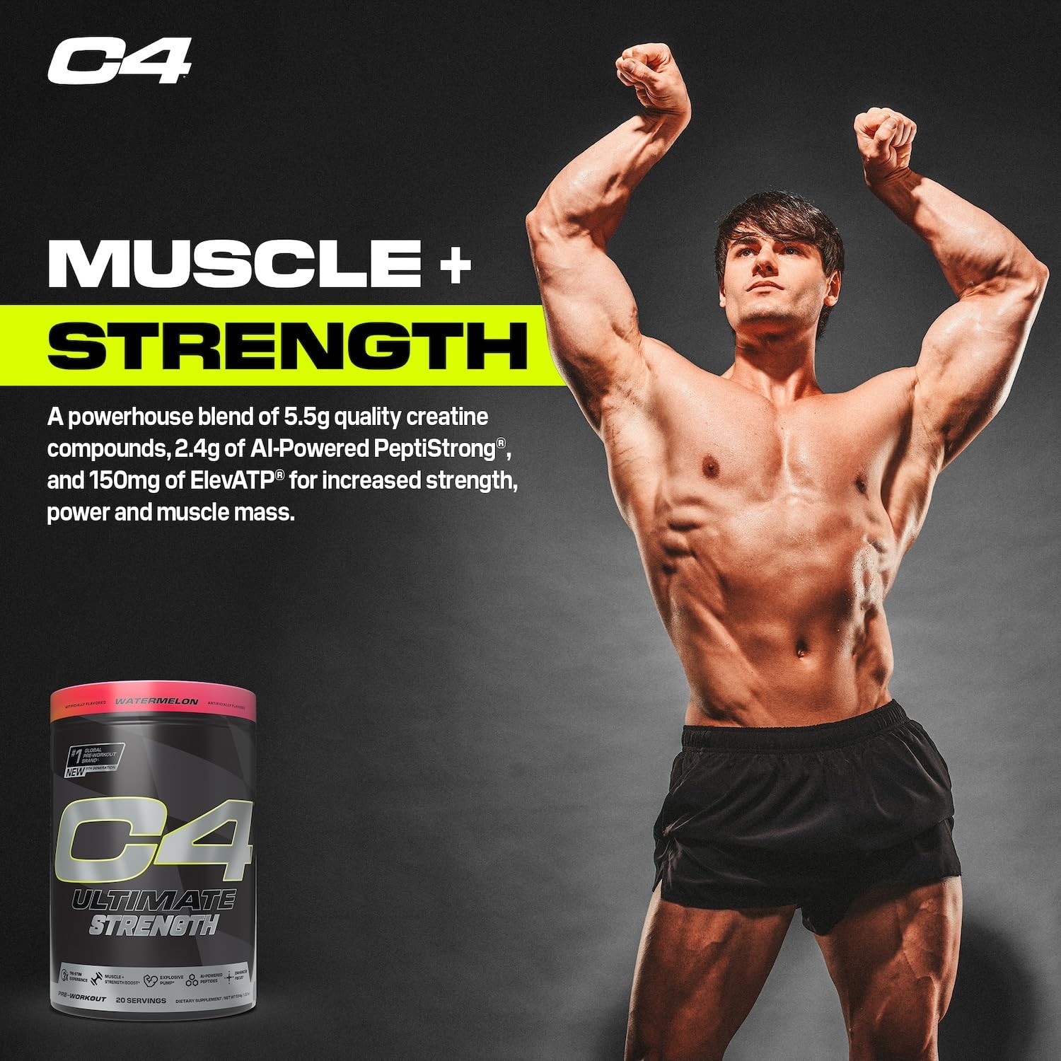 Cellucor C4 Ultimate Strength Pre Workout Powder - Tri-Stim Experience 300mg