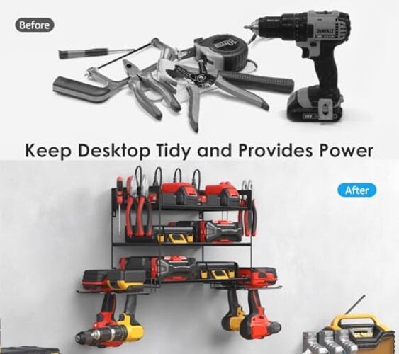 Garage Tools Storage with Charging Station. Power Tool Battery Small 3 Layer
