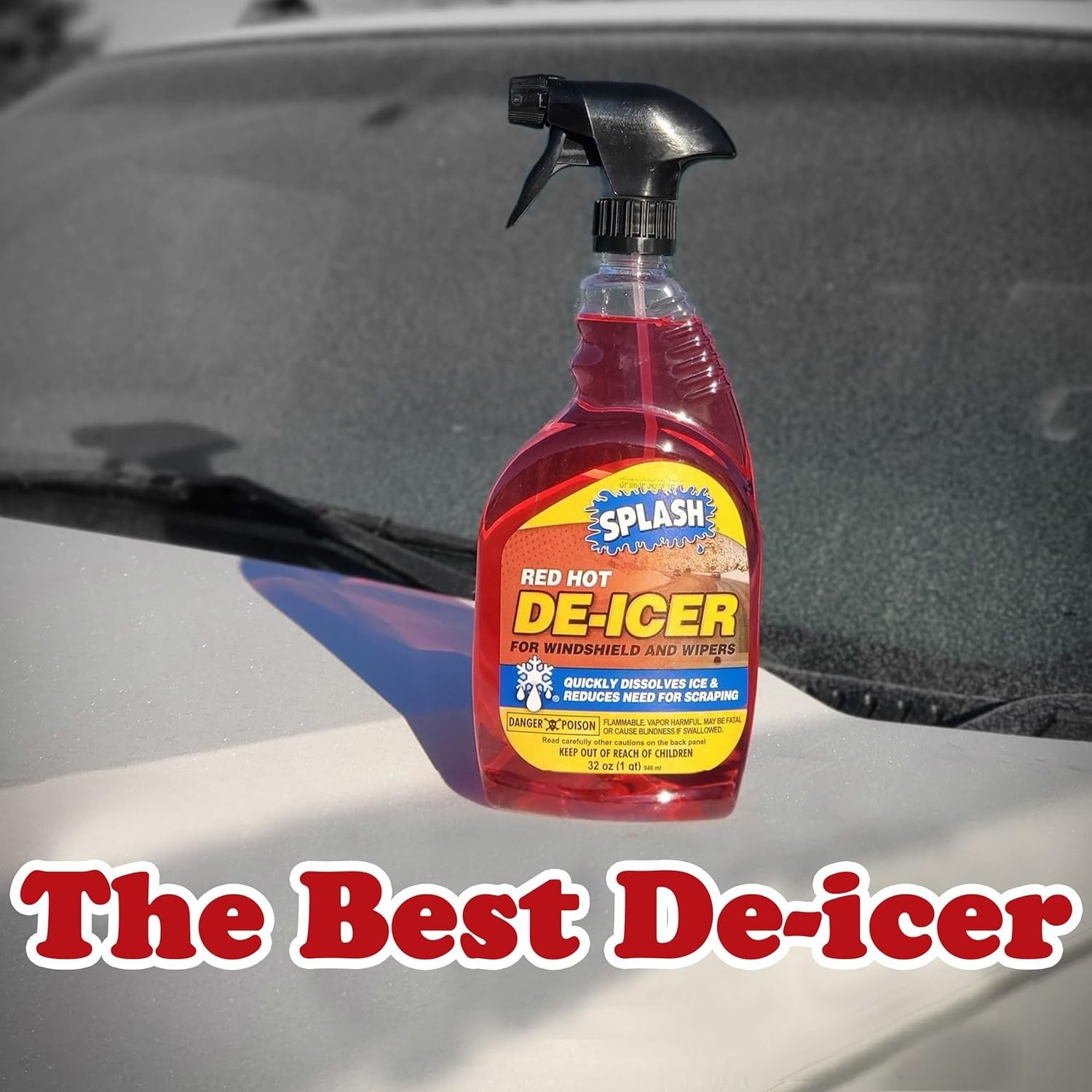 Pack of 3 Splash Red Hot De-icer Windshield Trigger Spray 32 Ounces
