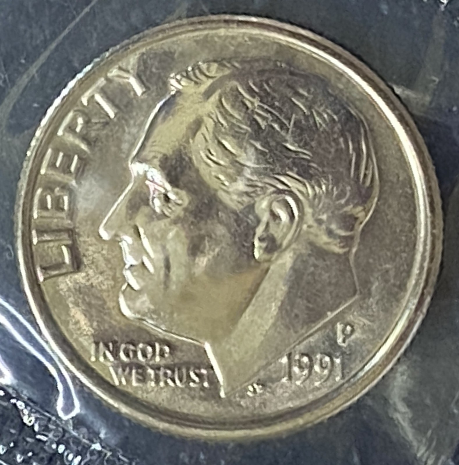 1991 P BU Roosevelt Dime Brilliant Uncirculated from Orig Mint Set in Cello BU