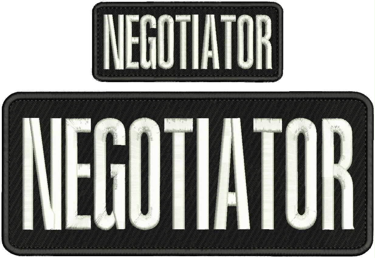 NEGOTIATOR EMBROIDERY PATCH 4X10 & 2X5 HOOK ON BACK BLACK/WHITE