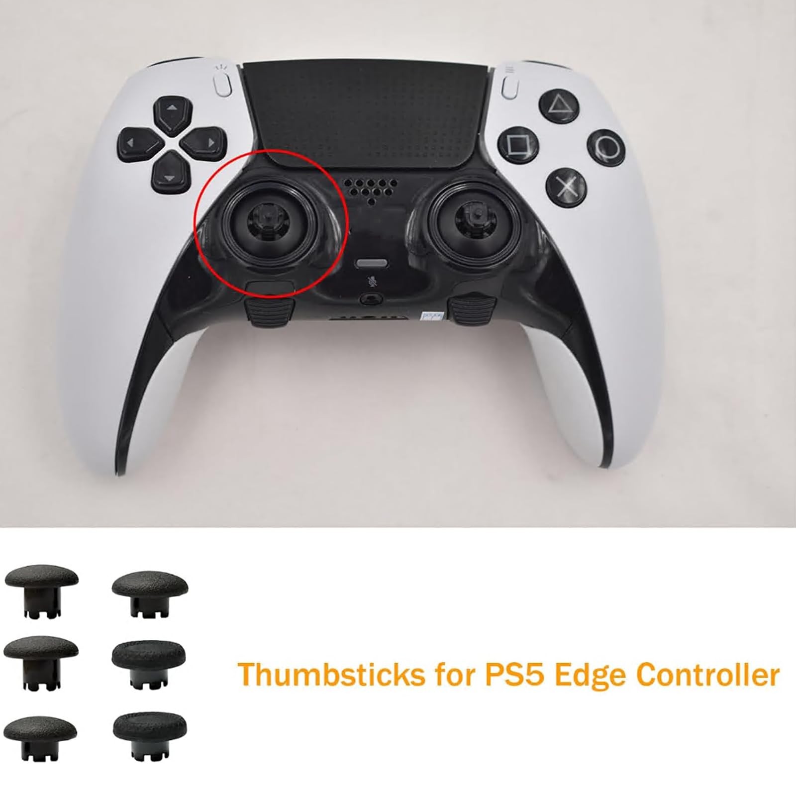 Dualsense Thumbsticks for PS5 Edge Controller - Swappable Joystick Caps (Black)