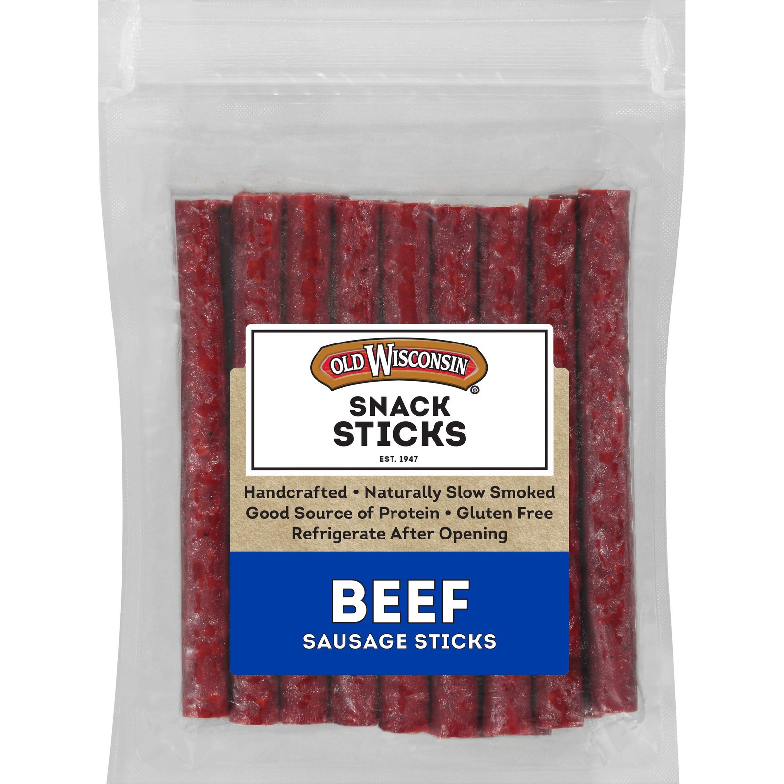 Old Wisconsin Beef Sausage Snack Sticks, Naturally Smoked, Ready to Eat, High...