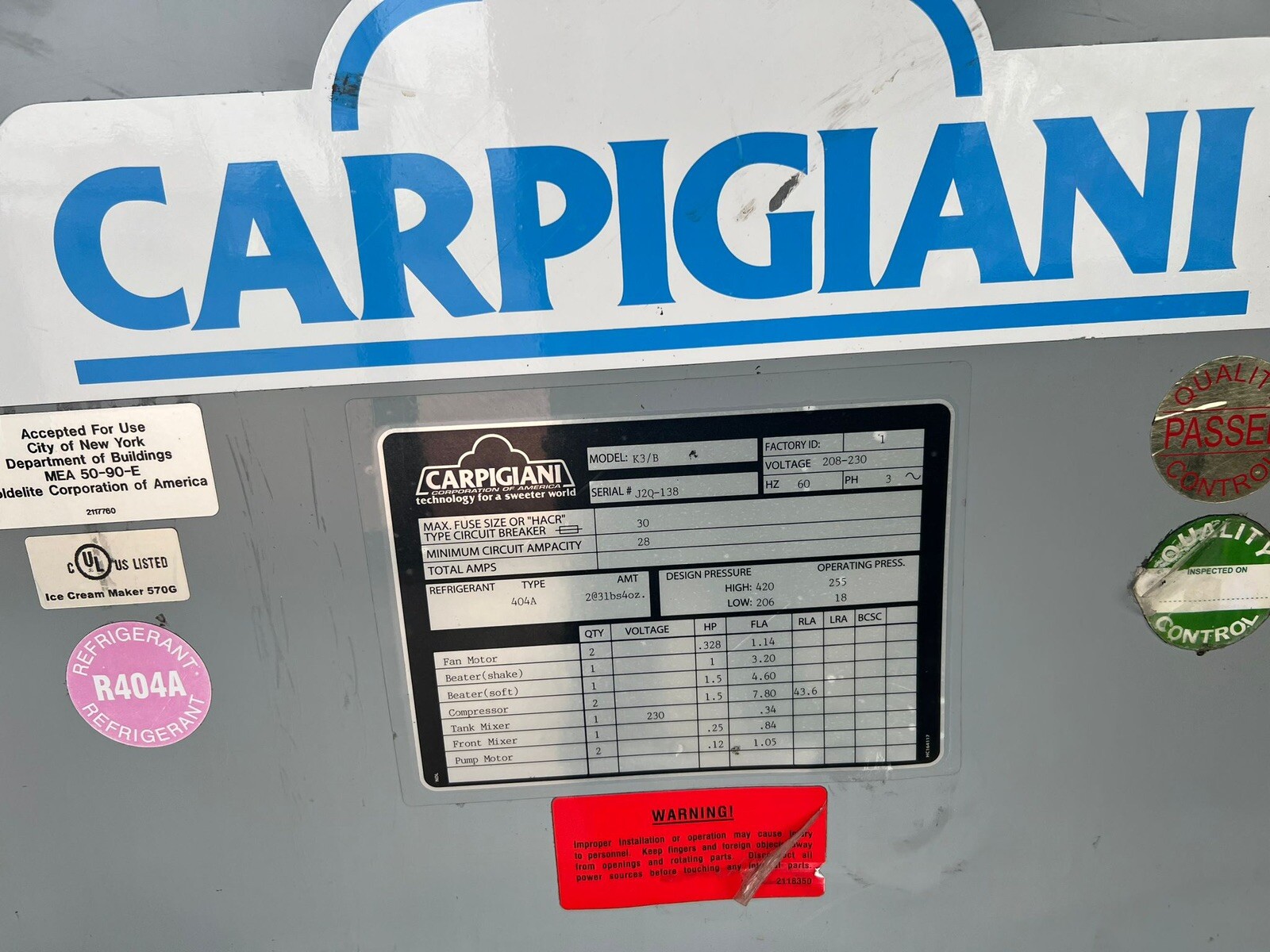 ICE CREAM MACHINE Carpigiani used