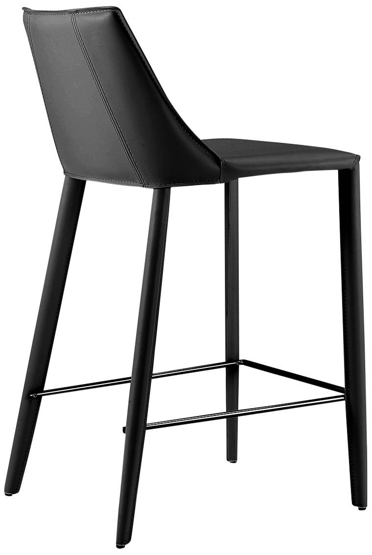 Kalle 26" Black Leather Counter Stool