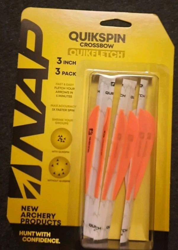 NAP Quikfletch QuickSpin White/Orange 3" Fletch Wrapping NAP-60-671W. NIB