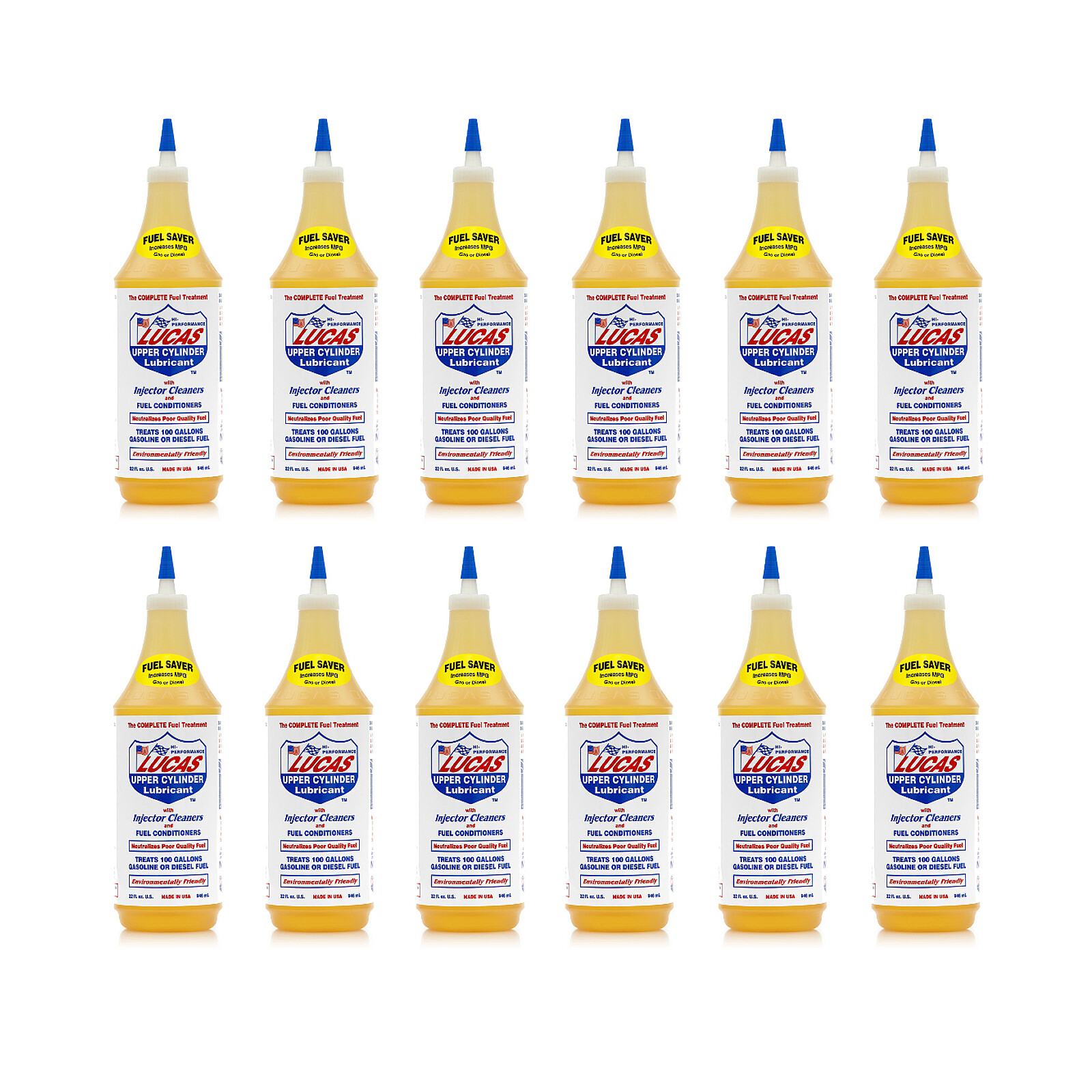 Lucas Oil 10003 Fuel Treatment Cleaner 1 Quart for Gasoline or Diesel Pack of 12