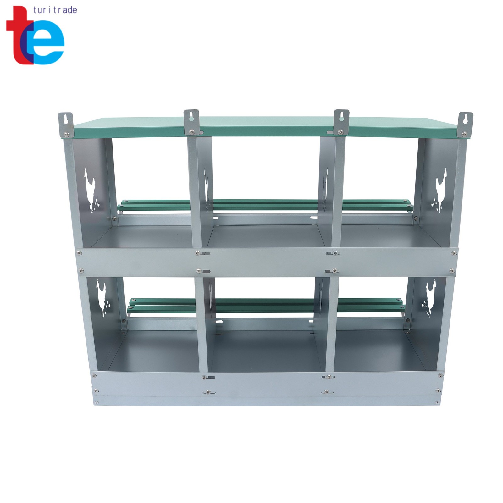 Sturdy Chicken Nesting Boxes - 6 Compartment Metal Poultry Nest Box Wall Mount