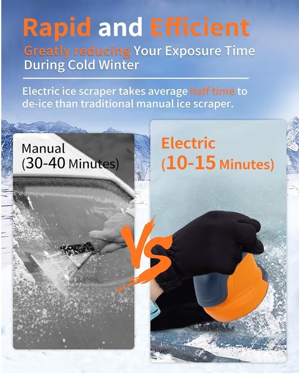Electric Ice Scraper Cordless Car Windshield Snow Remover Rechargeable