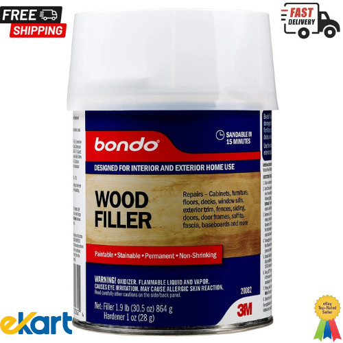 3M Bondo Wood Filler 30 oz (850.49 g) with Bondo Cream Hardner wood 0.5 oz (14g)