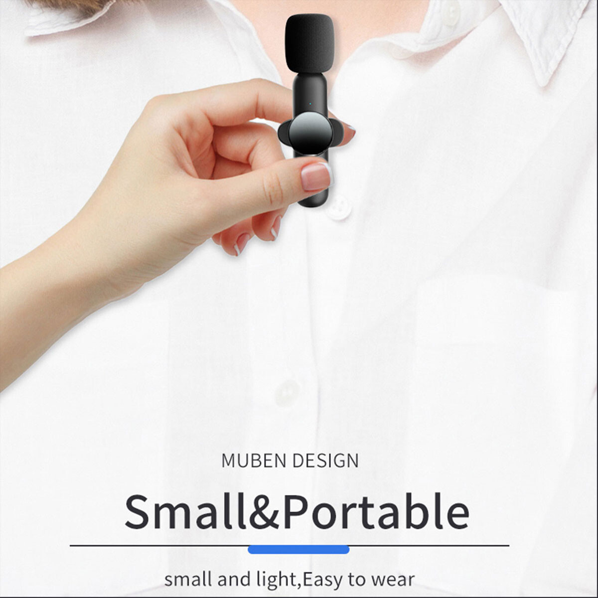 2 Pack Mini Wireless Lavalier Microphone Audio Video Recording for iPhone iOS