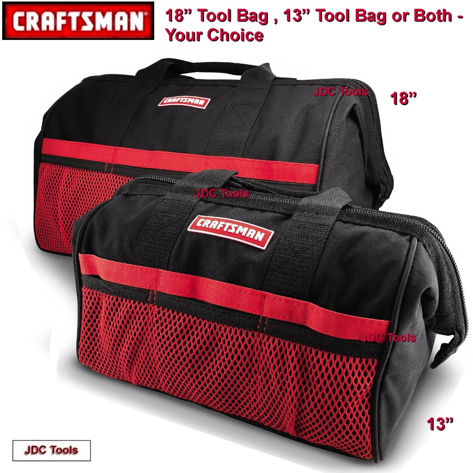 Craftsman Tool Bag Storage Carriers Tote - Your Choice 13" 18" or Both