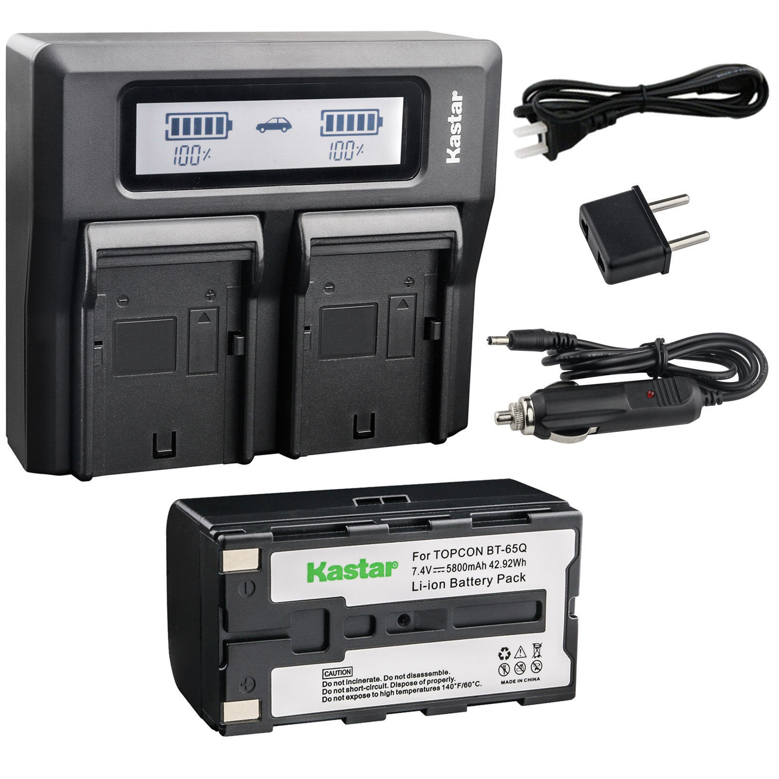 8BT65Q Battery & LCD Charger for Topcon BT-60Q BT-61Q BT-62Q BT-65Q BT-66Q GMS-2