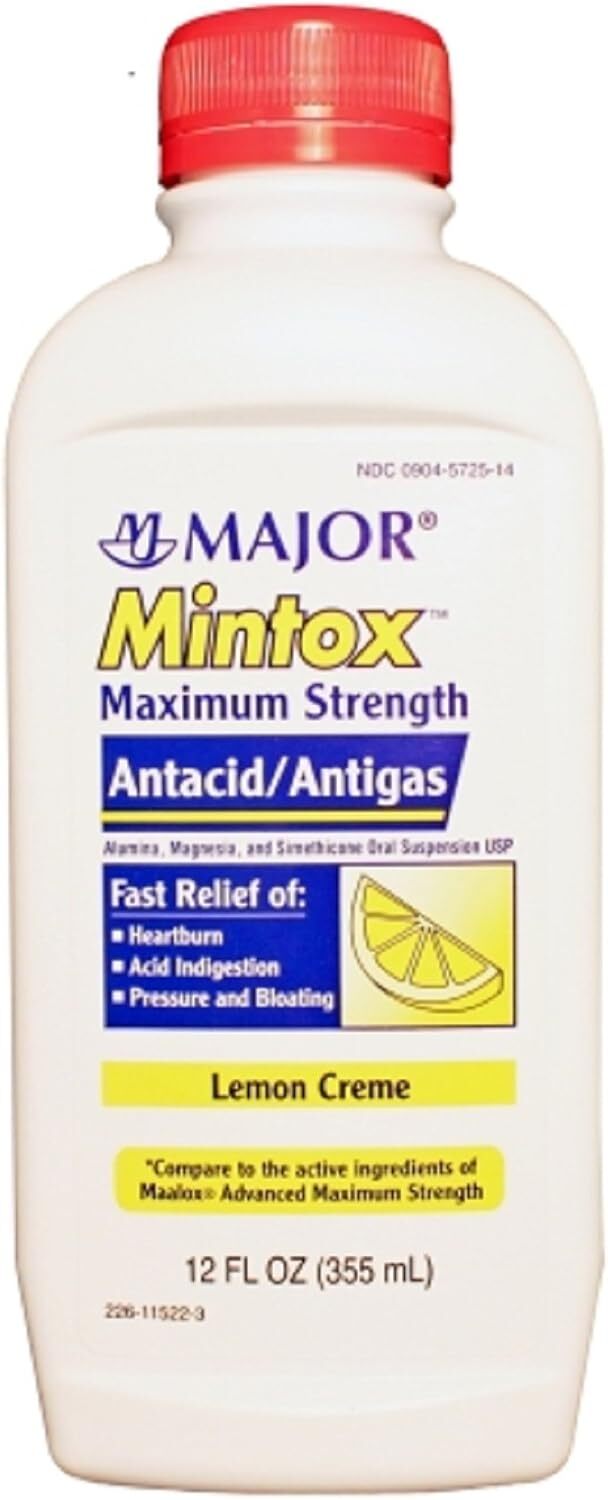 Major Mintox Antacid Antigas Liquid Lemon Creme 12oz
