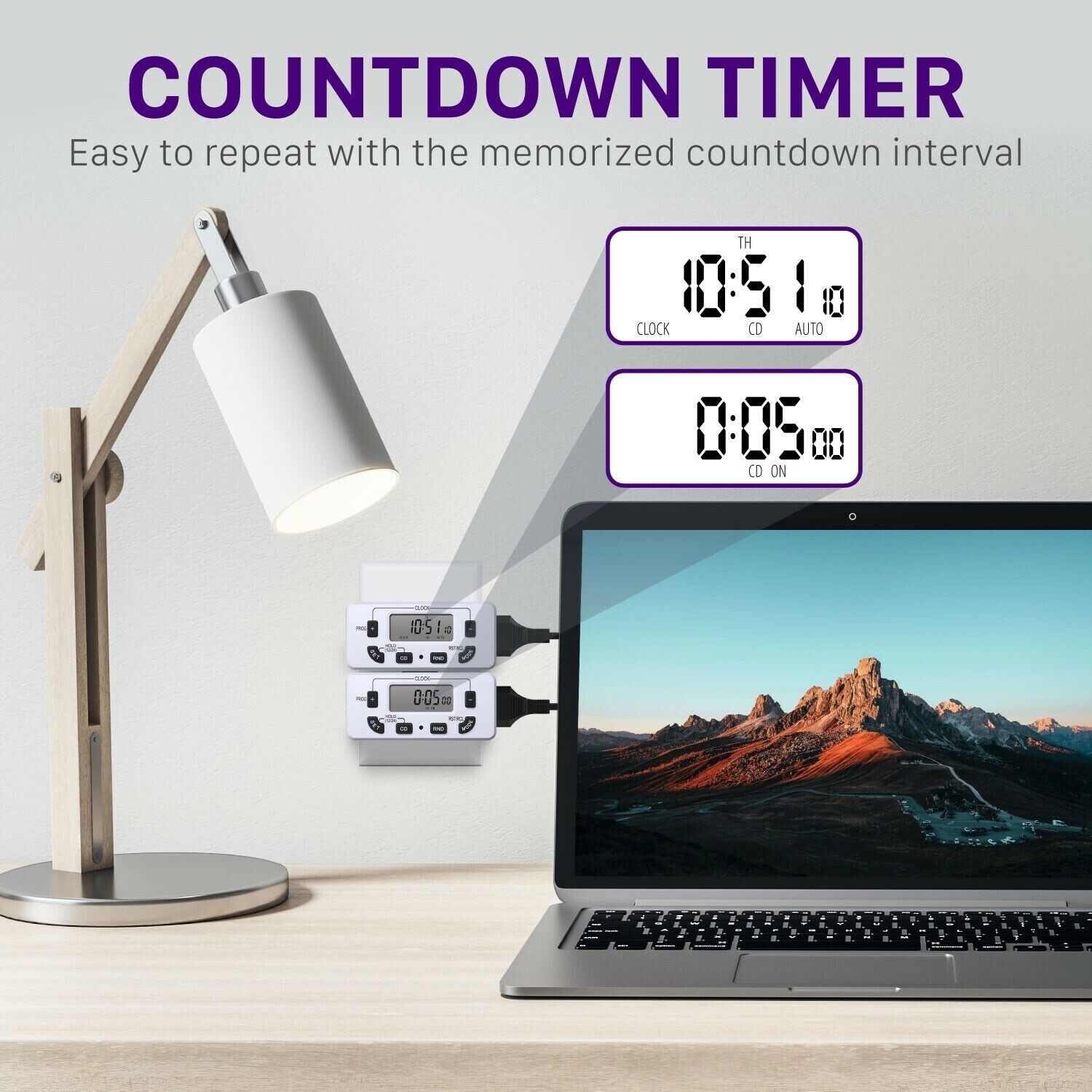 2x Indoor 7 Day 24hr Programmable Digital Wall Outlet Light Timer Plug In Switch