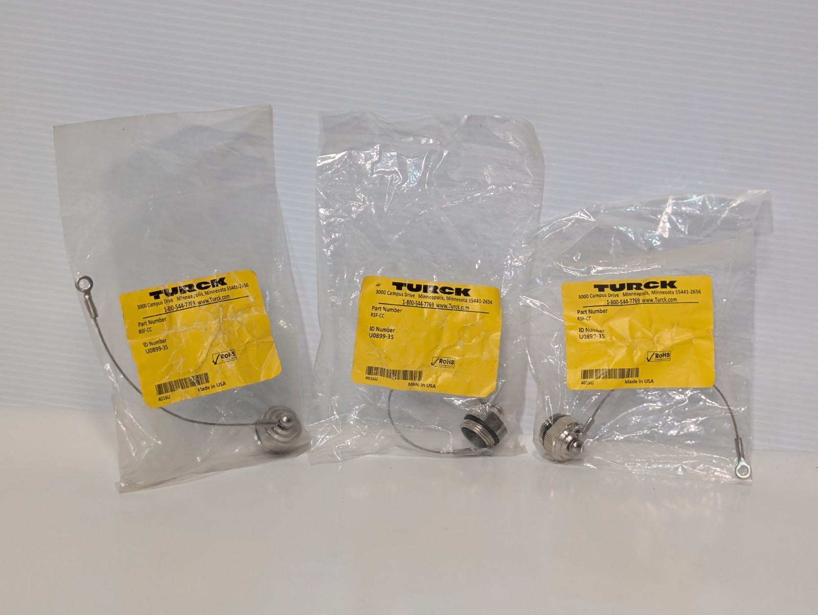 Lot of 3 Turck RSF-CC (U0899-35), Minifast Closure / Dust Cap with Lanyard