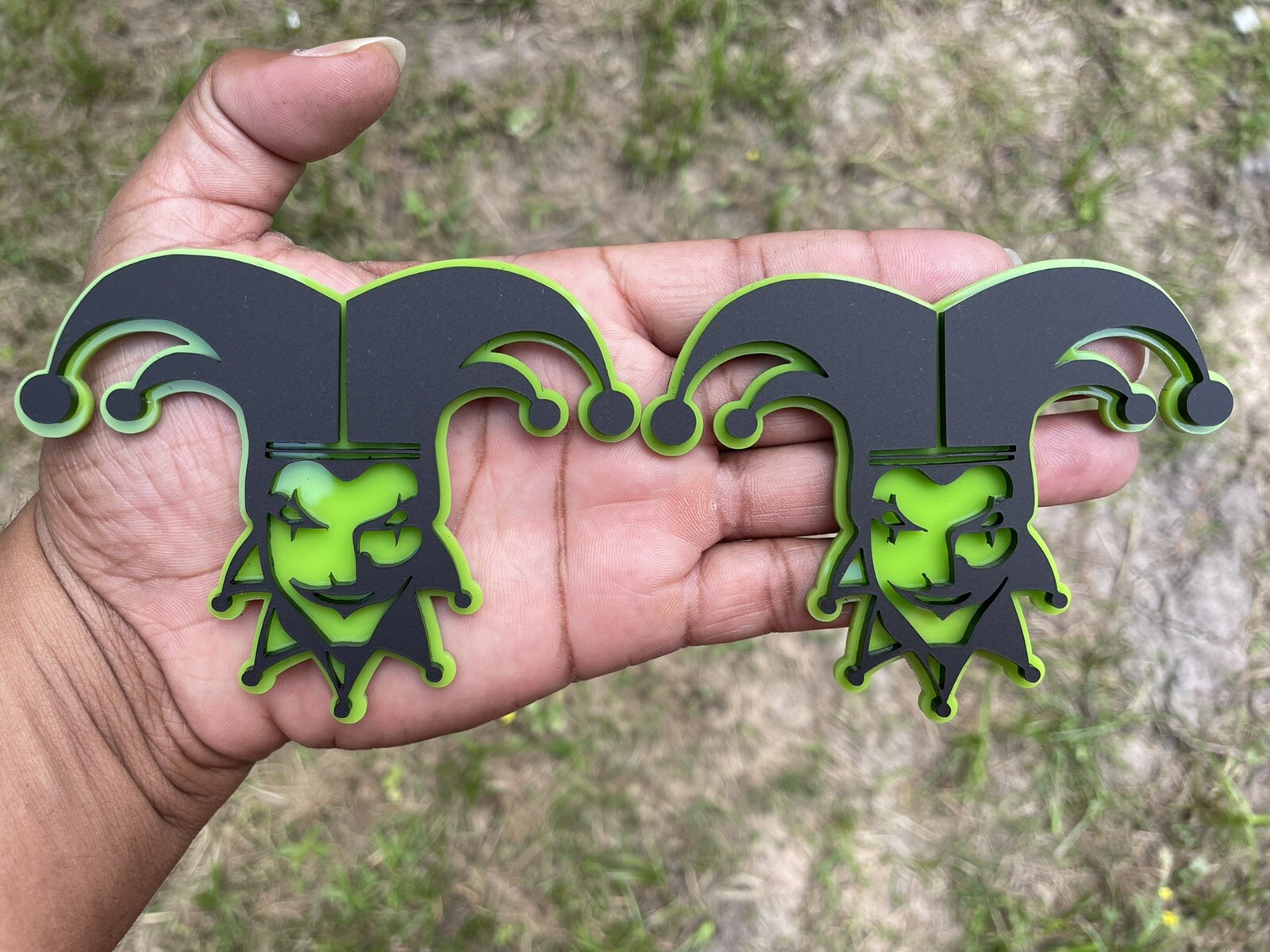Evil Joker Emblem Badge Lime Green And Black New