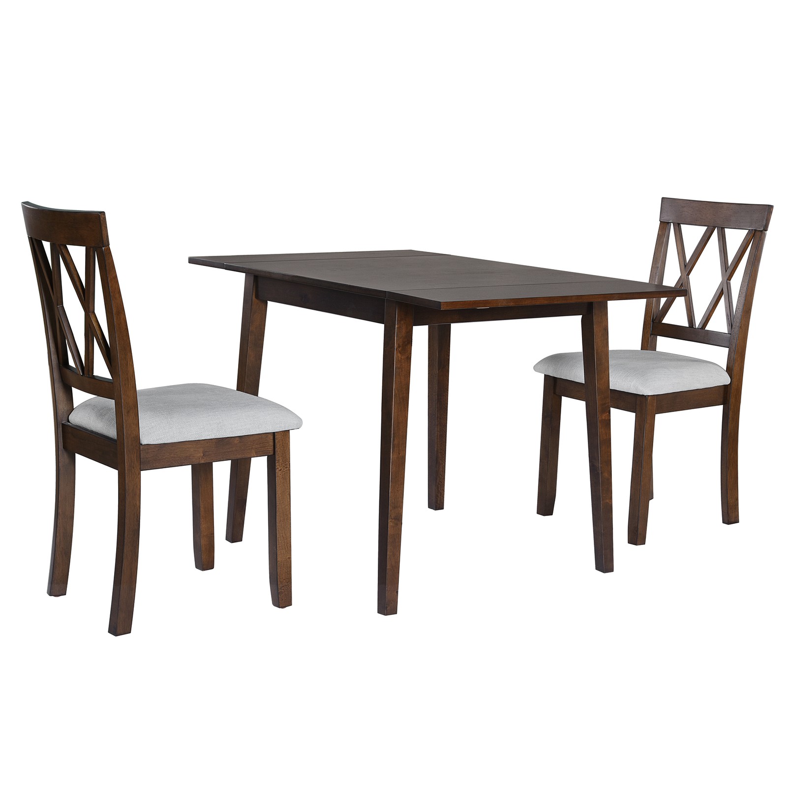 3 Piece Kitchen Dining Set with Drop Leaf Dining Table and 2 Dining Upholstere