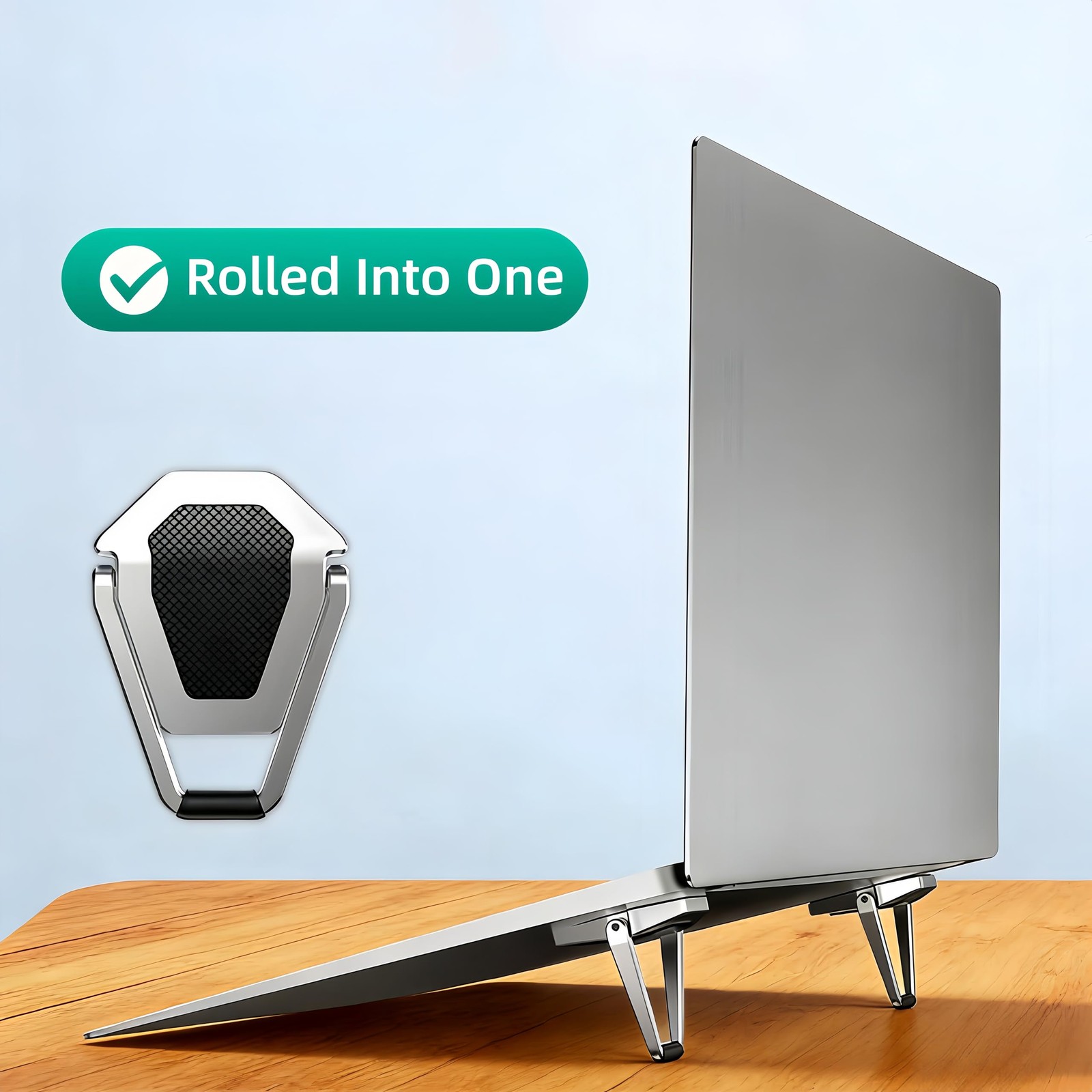 Foldable Laptop Stand Portable Invisible Cooling Riser Feet Legs Silver 2PCS