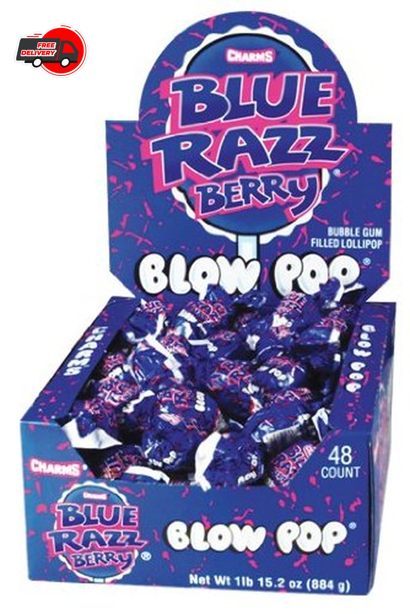 Blow Pops Blue Razz Berry Flavor 48-Count Box