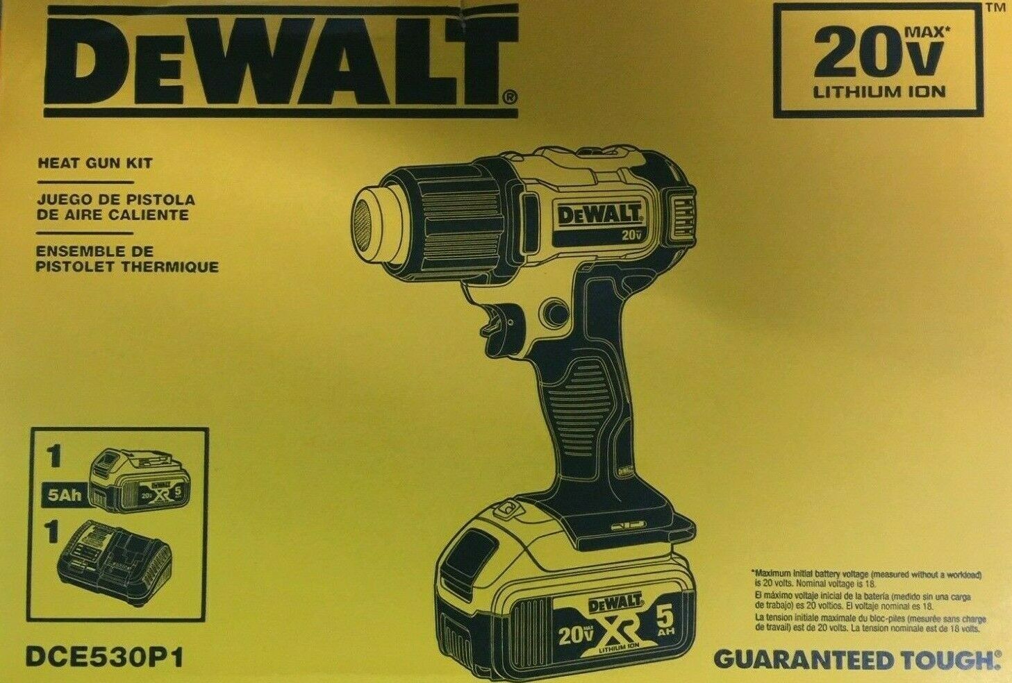 DeWalt DCE530P1 20V 5.0AH Max Cordless Heat Gun Kit Brand New!