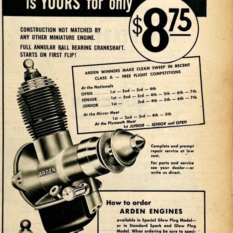 1949 Aviation Arden Motors Model Airplane Advertisement Micro-Bilt Connecticut