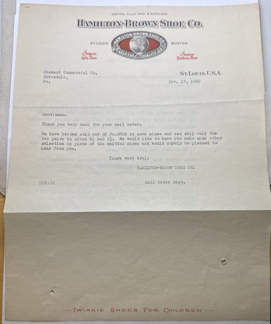1930 Letterhead St. Louis/Boston Hamilton-Brown Shoes EARLY Buster Brown