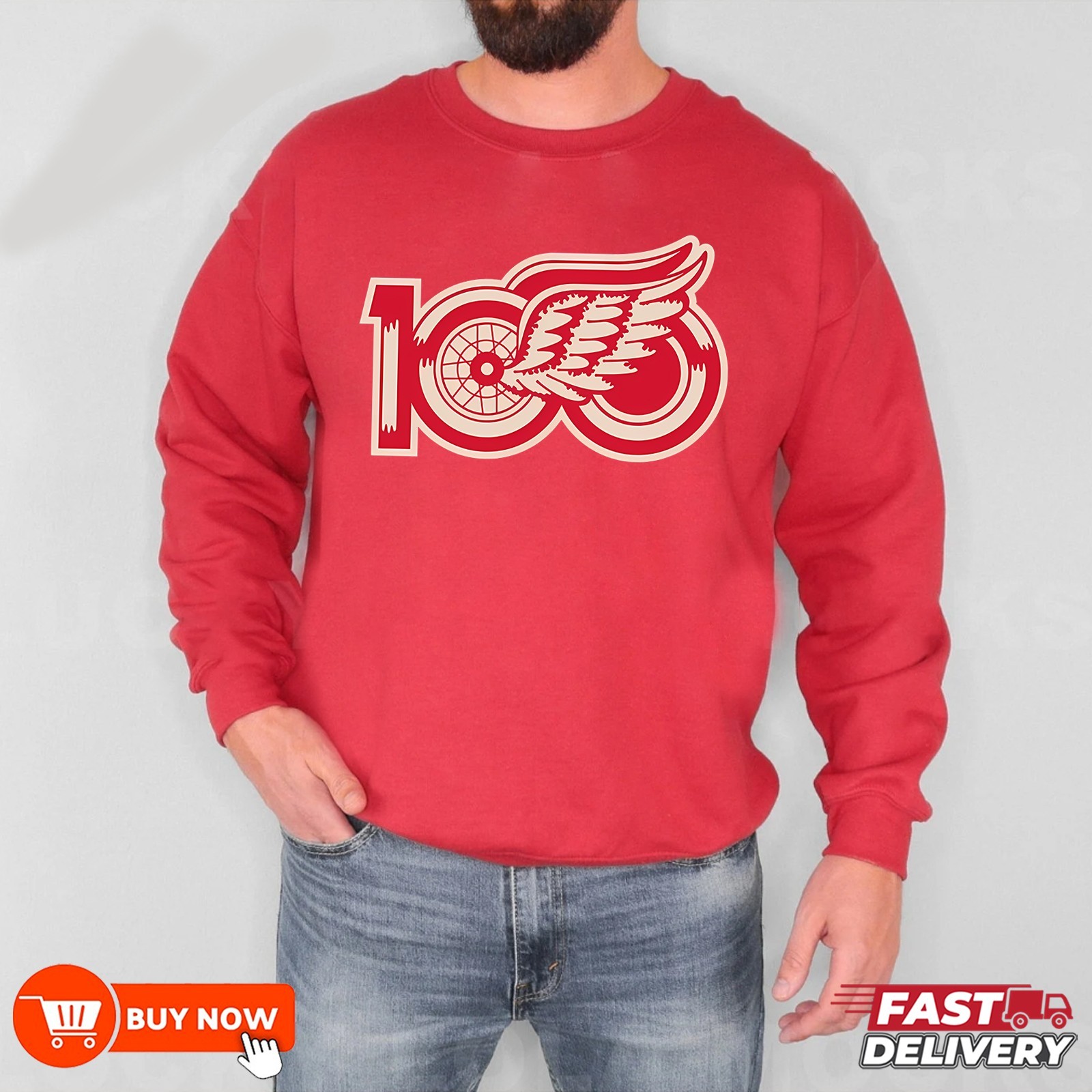Detroit Red Wings 100th Anniversary 1926-2026 Sweatshirt - Full Color, Full Size