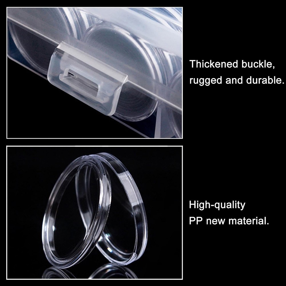 100Pack Clear Coin Capsule Round Plastic Holder 30mm Container Storage Box Case