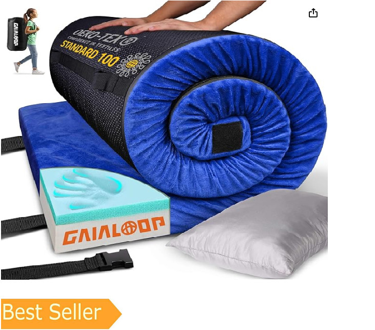 3 Inch GAIALOOP Thick Memory Foam Camping Mattress Sleeping Pad