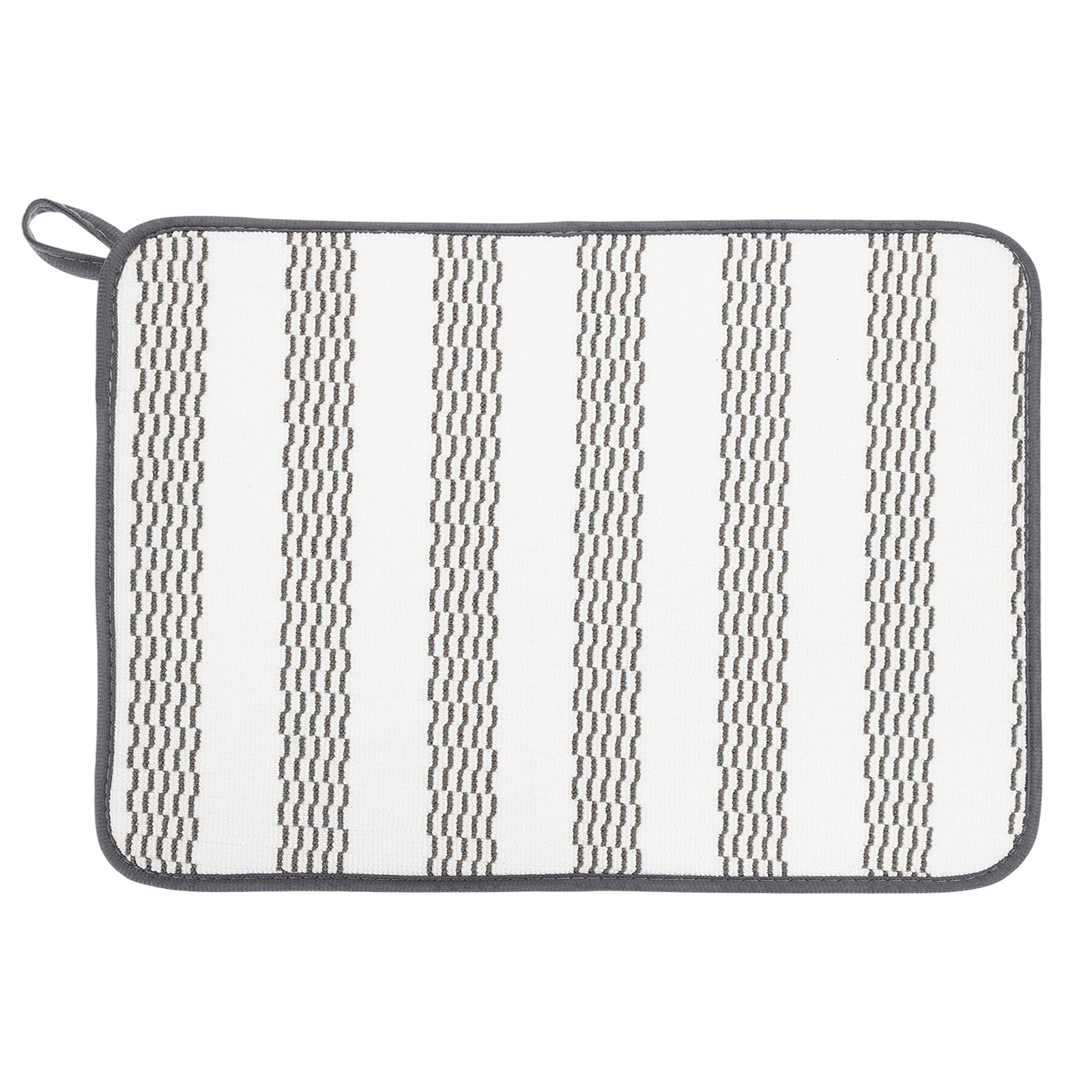 Microfiber Dish Drying Mat,16 x 12 Inch Wide White Stripes, White