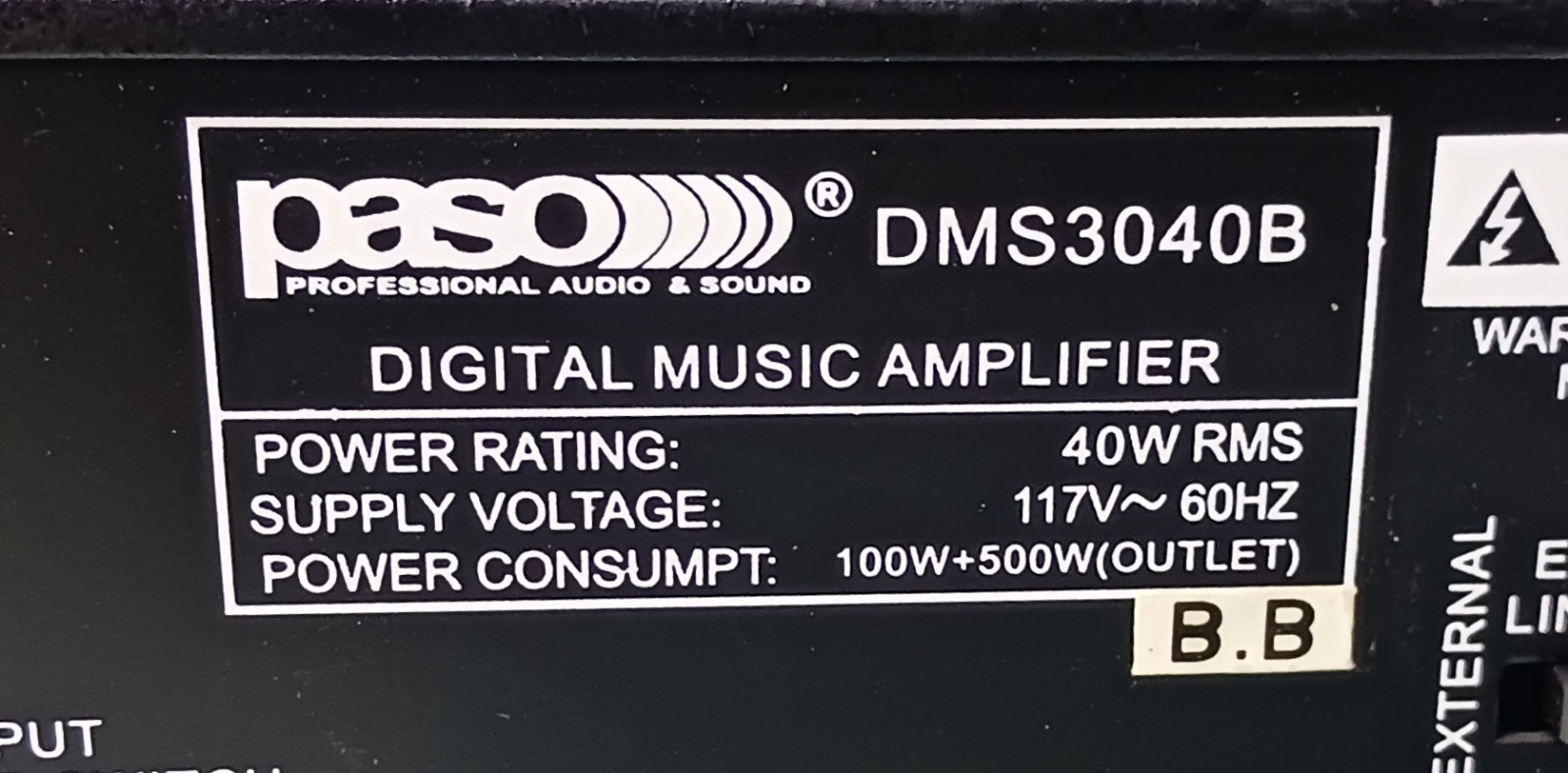 PASO DMS High Performance Digital Music Amplifier Model DMS3040B