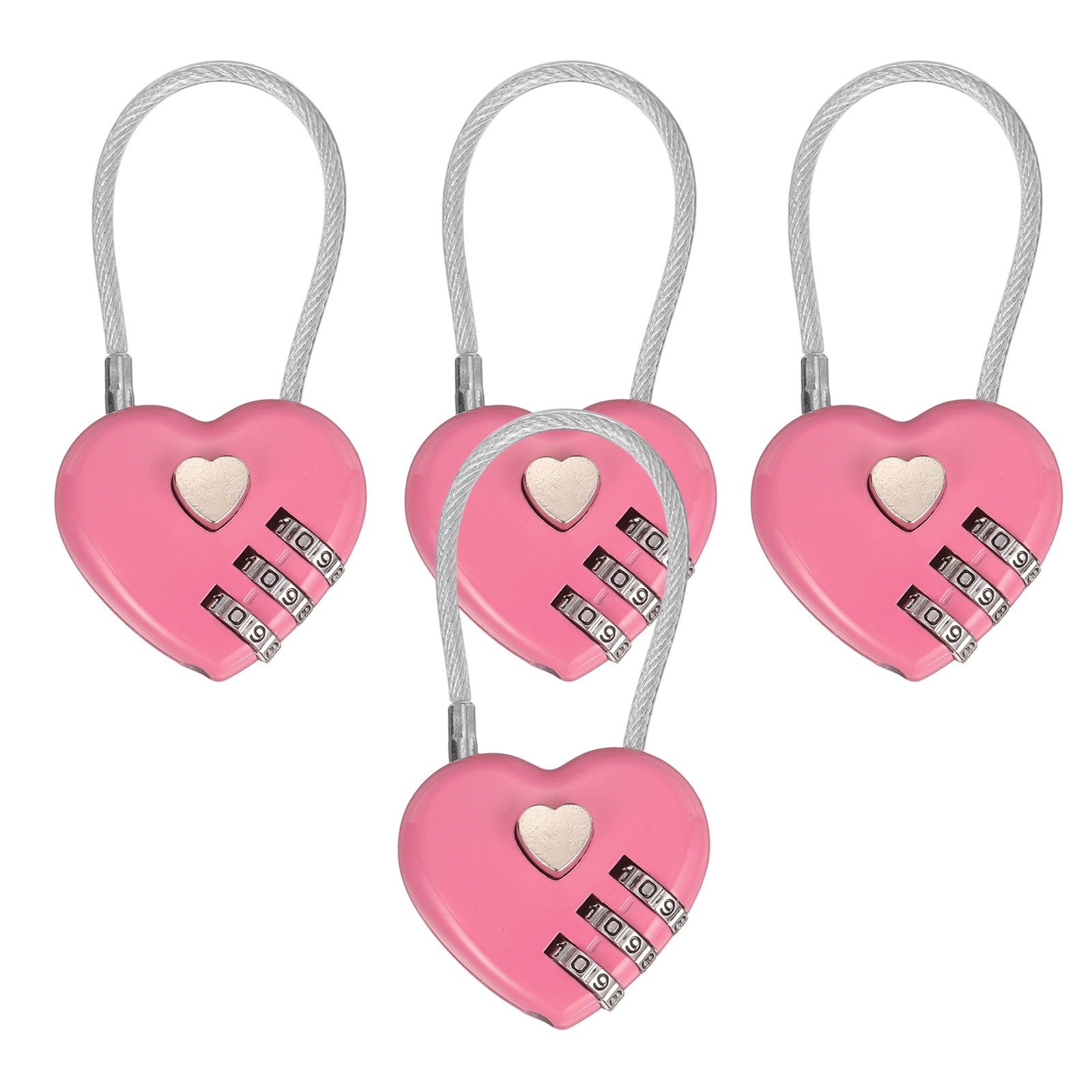 4-Pack Combination Locker Lock, 3 Digit Padlock for Gym/Luggage [Pink]
