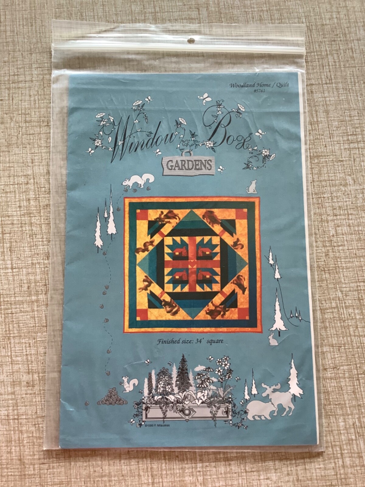 Window Box Gardens QUILT PATTERN #5761 “Woodland Home” Quilt 34"x 34" NEW
