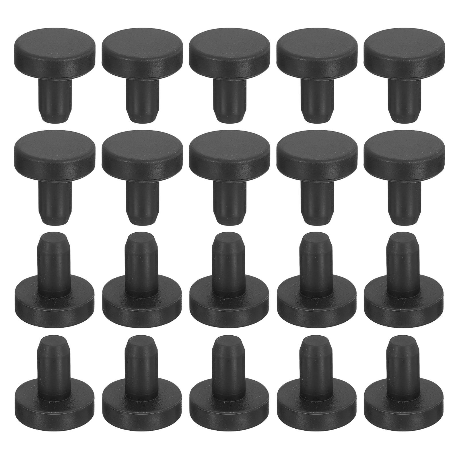 20-Pack Black Rubber Stopper Plugs, 4mm Plug Holes for 3.5mm/0.14-0.14" Hole