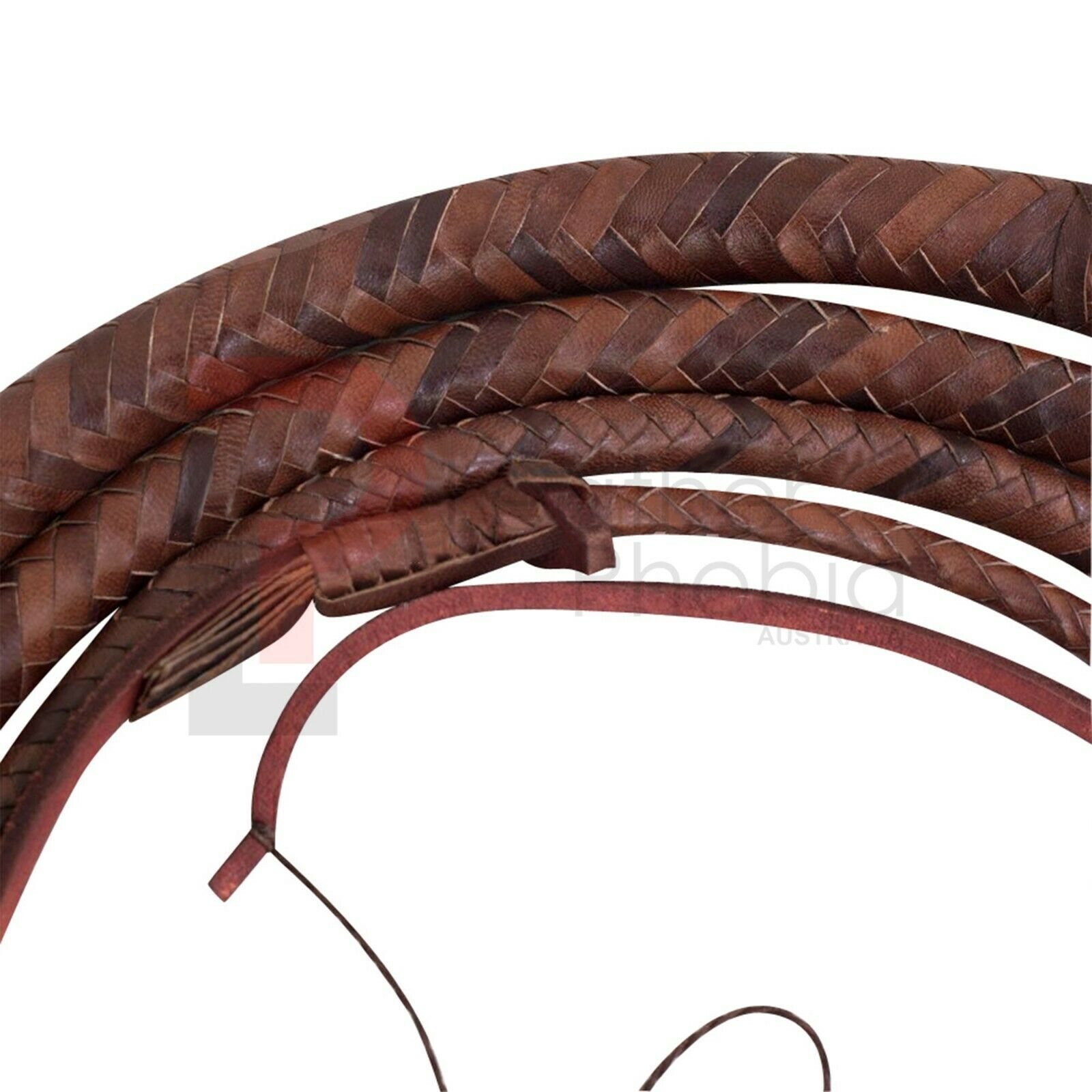 Genuine Cowhide Leather Bull Whip 12 Feet Long, 16 Plaited Heavy Duty Stock Whip