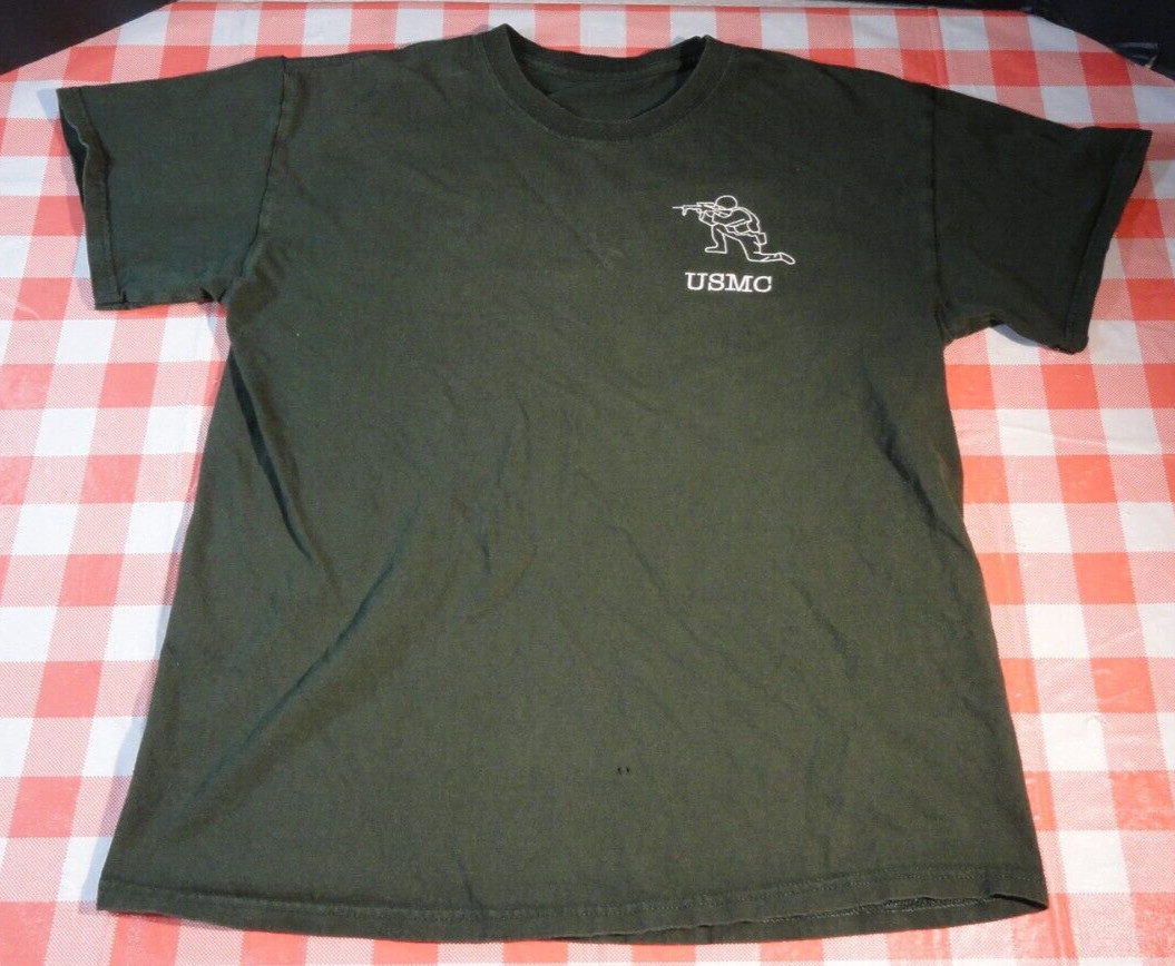 DISCONTINUED OG GREEN USMC MARINE CORPS 2021 GRAPHIC DESIGN SHIRT MEDIUM