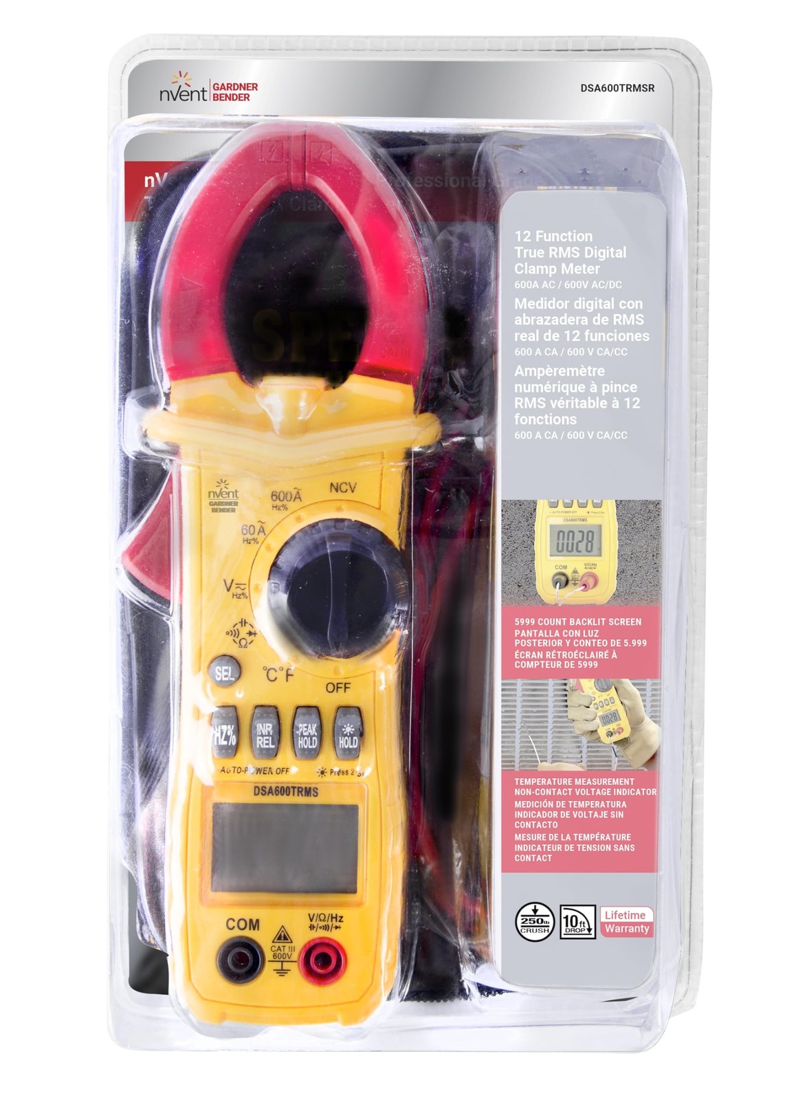 Sperry Instruments DSA600TRMS 12 Function True RMS Digital Clamp Meter, Yellow