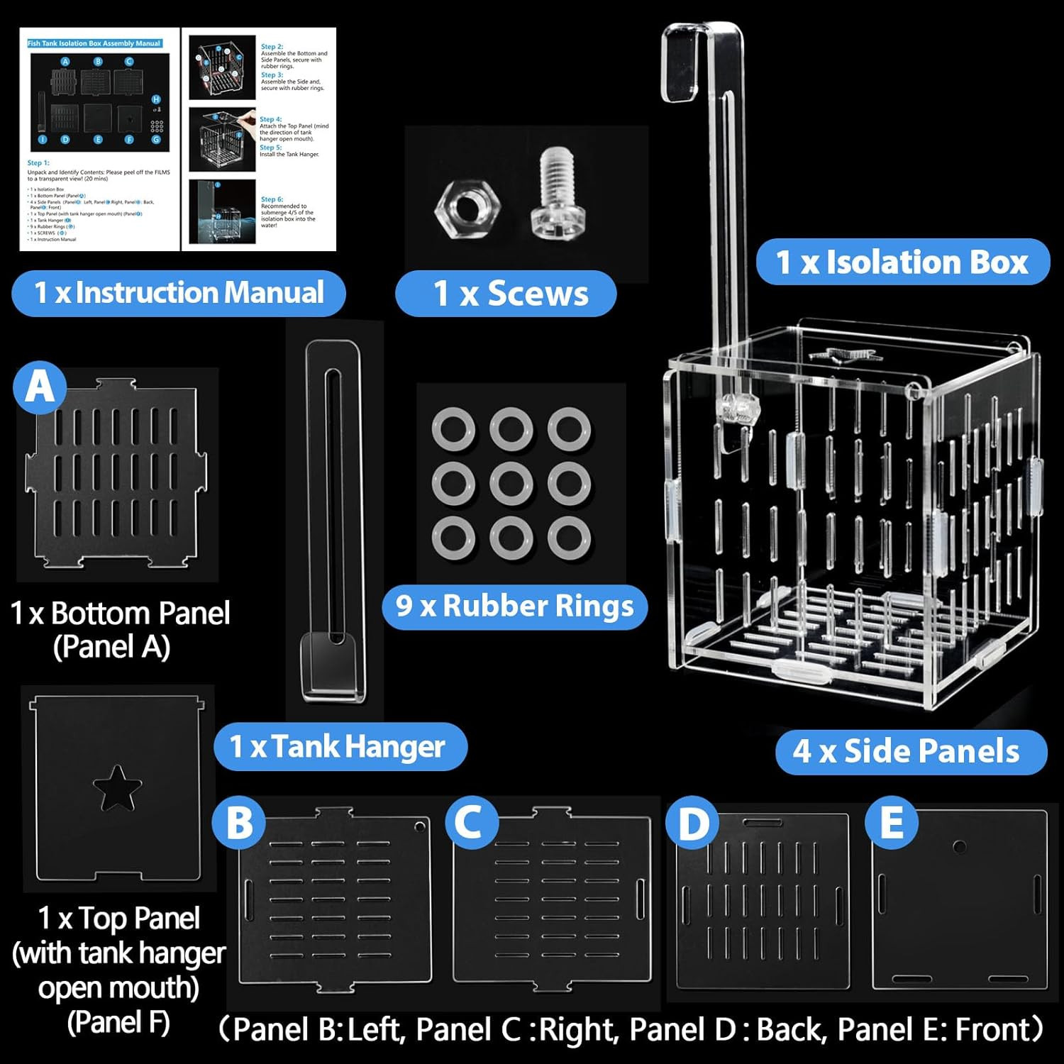 Breeder Box for Fish Tank, Fish Breeder Box for Aquarium, Acrylic Fish Isolation