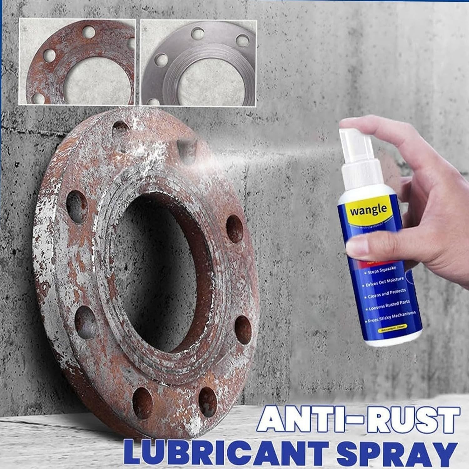 Wangle Rust Remover,Anti-Rust Lubricant Spray & Rust Remover Easy Application US