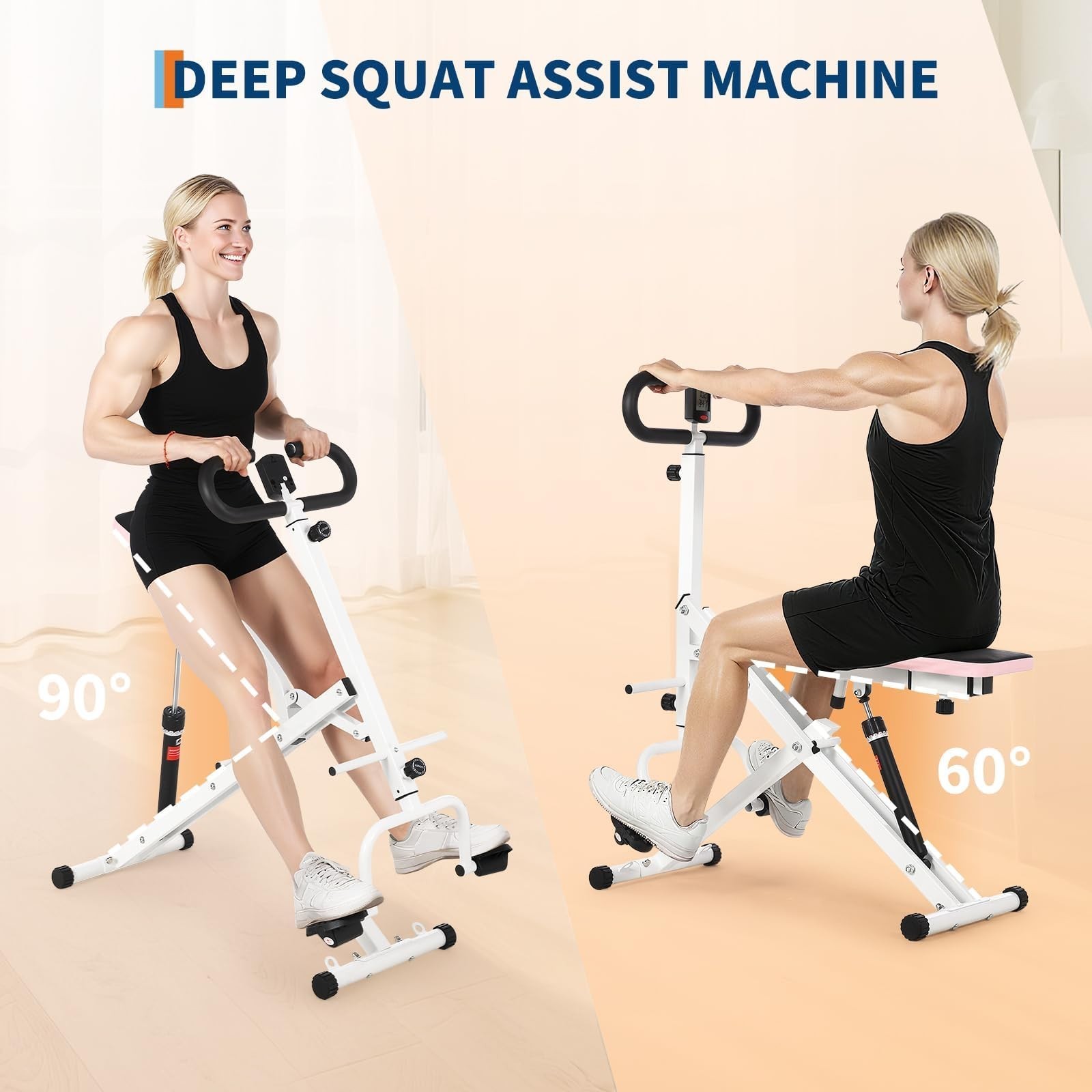 Foldable Squat Machine for Home,Glute Workout Equipment,Adjustable Resistance