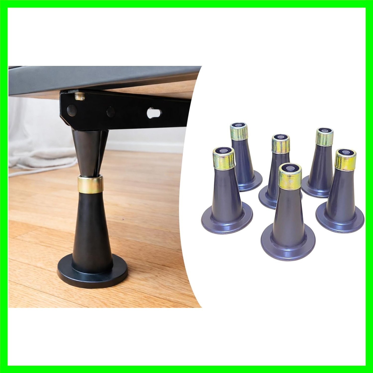 6PCS Reinforced Replacement Bed Frame Feet to Replace Wheels. Easy to Install...