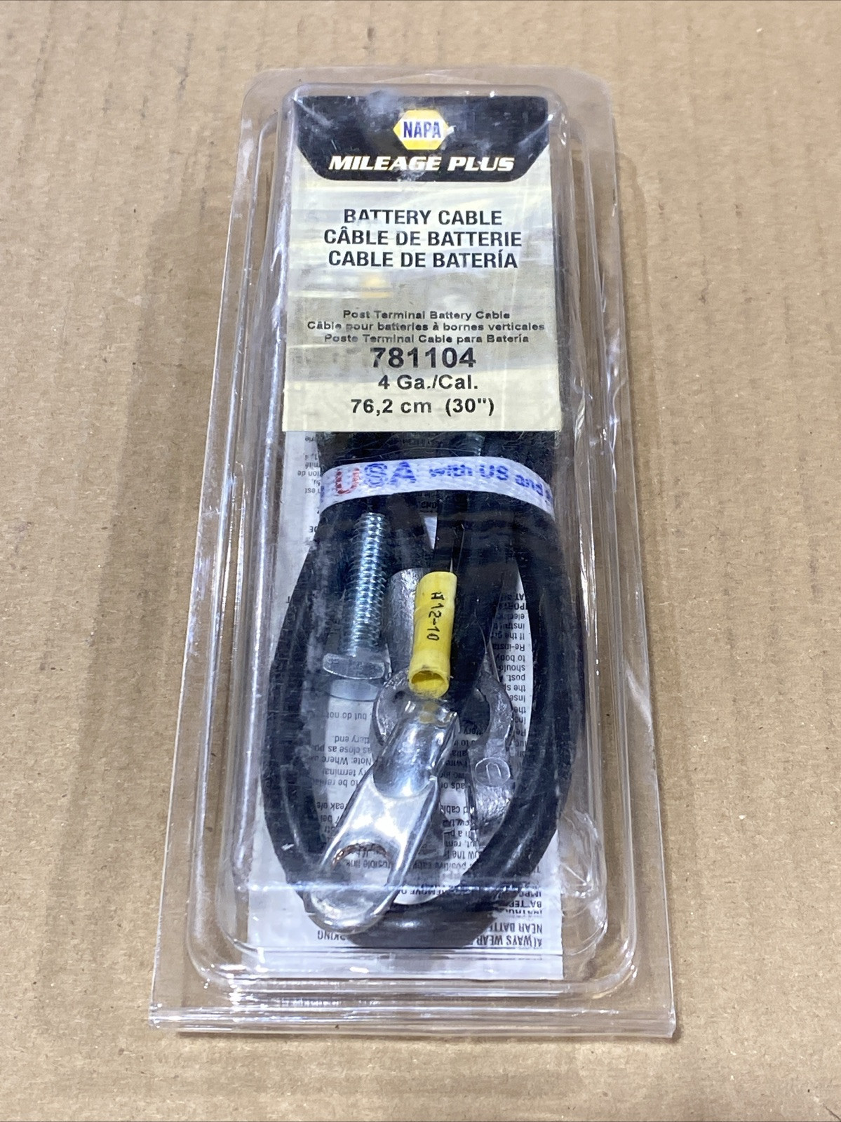 Napa Mileage Plus Post Terminal Battery Cable 781104, 4 Gauge 30" New