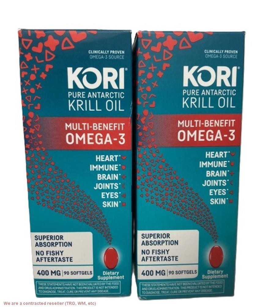2 PACK!!!! Kori Krill Oil Superior Omega-3 400mg Mini Softgels 90ct EXP 10/26+
