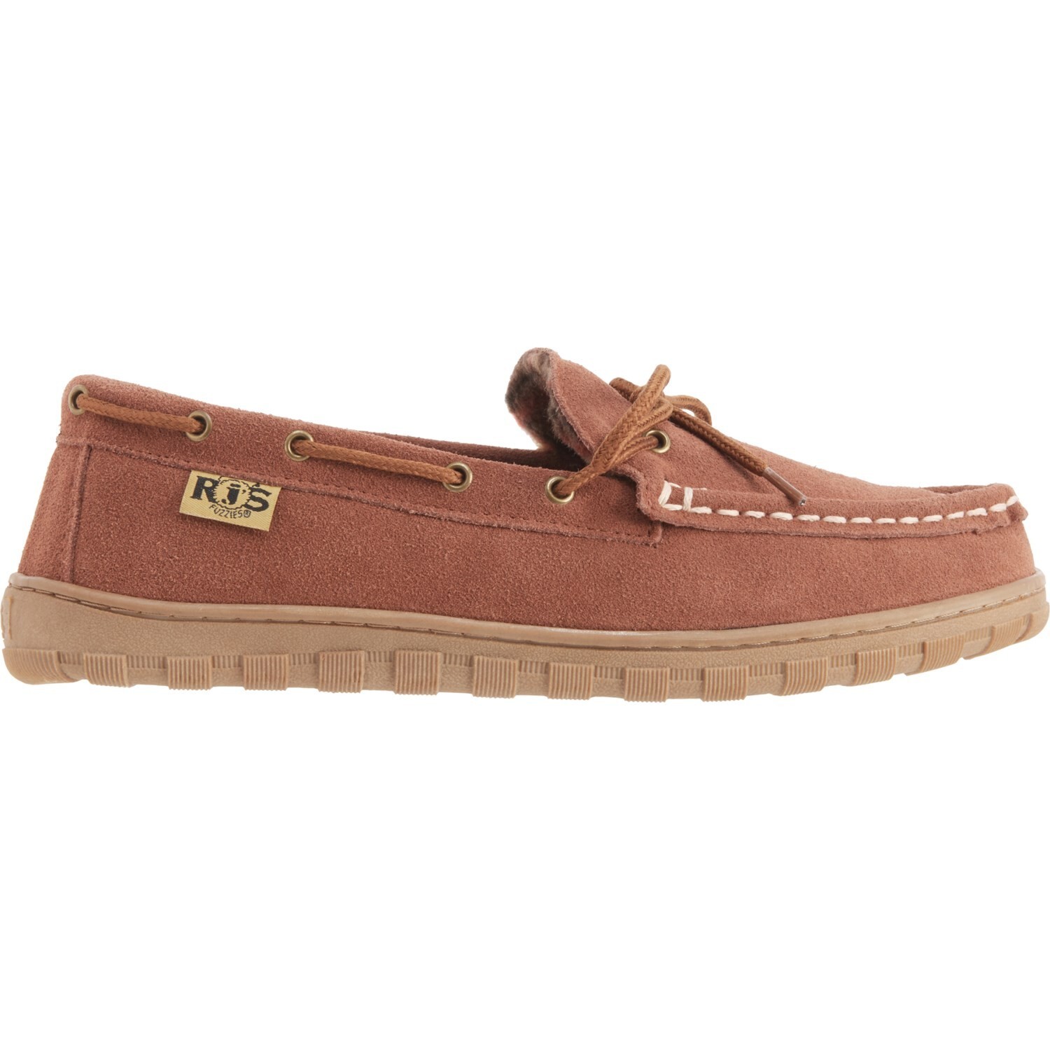 RJ's Fuzzies Men's size 10 Chestnut Leather Moccasin Shoes for Indoor & Outdoor