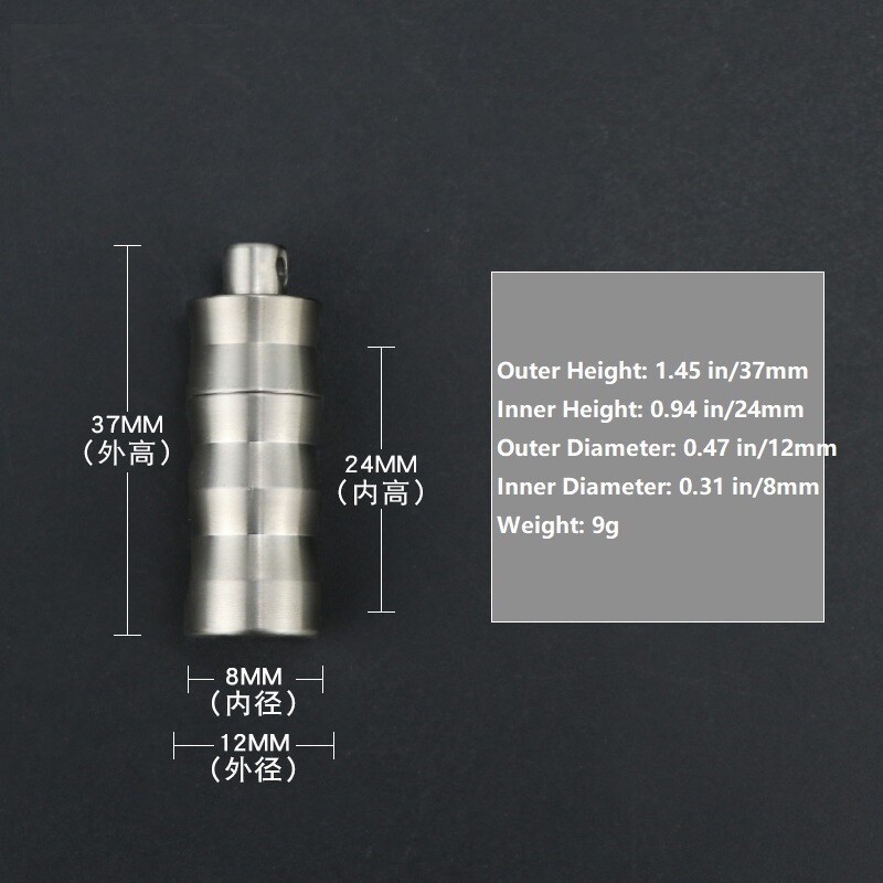EDC Titanium Pill Case Container Portable Waterproof Box Keychain Pendant